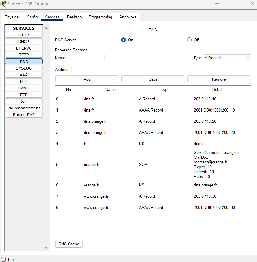 Résultats des tests Ping et DNS